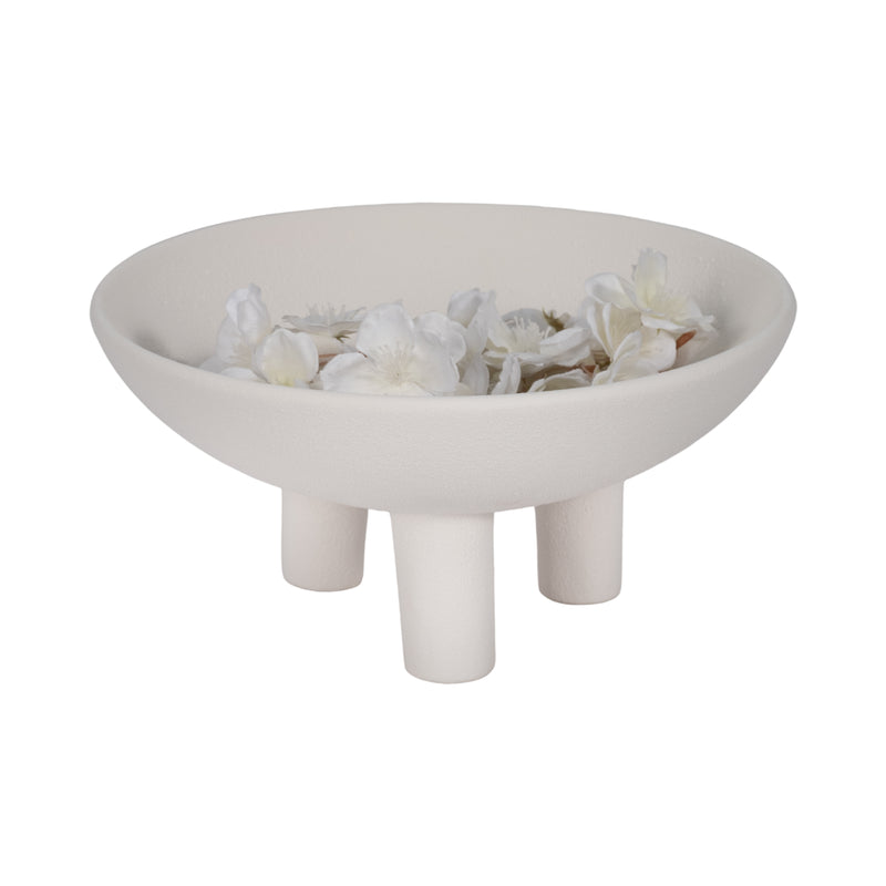 11 Textured Footed Bowl, White