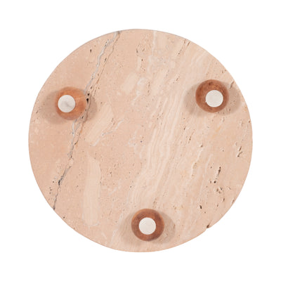 10 Travertine Tray On Wood Ball Feet, Tan