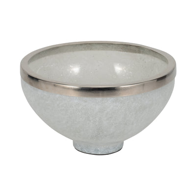 GLASS,10,BOWL W/RING DECO,WHITE