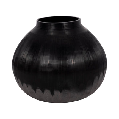 9 Etched Lines Rough Cut Bottom Vase, Black