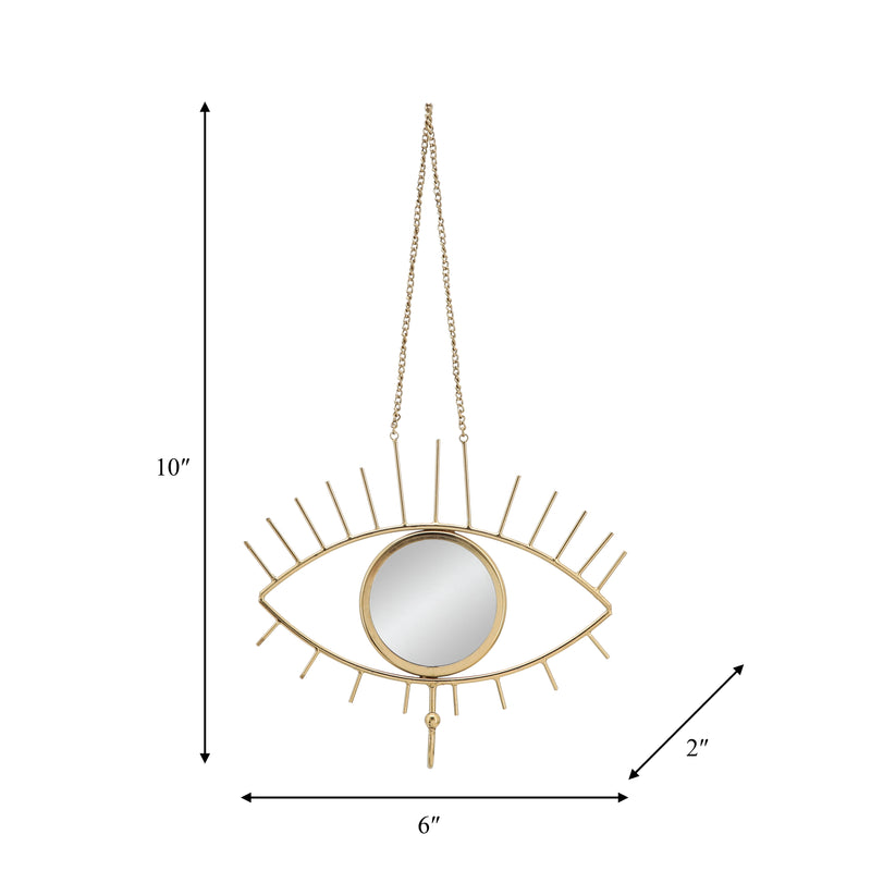 METAL, 10H EYE WALL DECO W/ MIRROR, GOLD