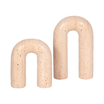 6 Rounded Travertine Arch Object, Tan