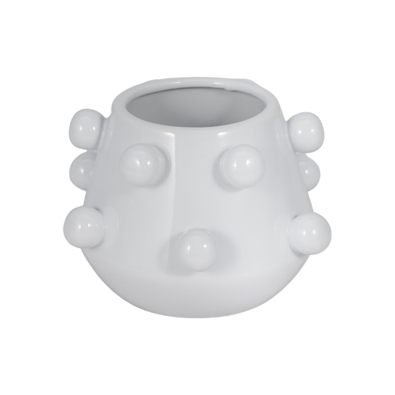 8 Tapered Bubble Planter, White