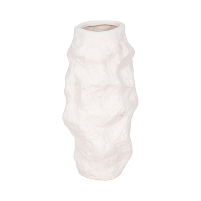 11 Jagged Textured Vase, White