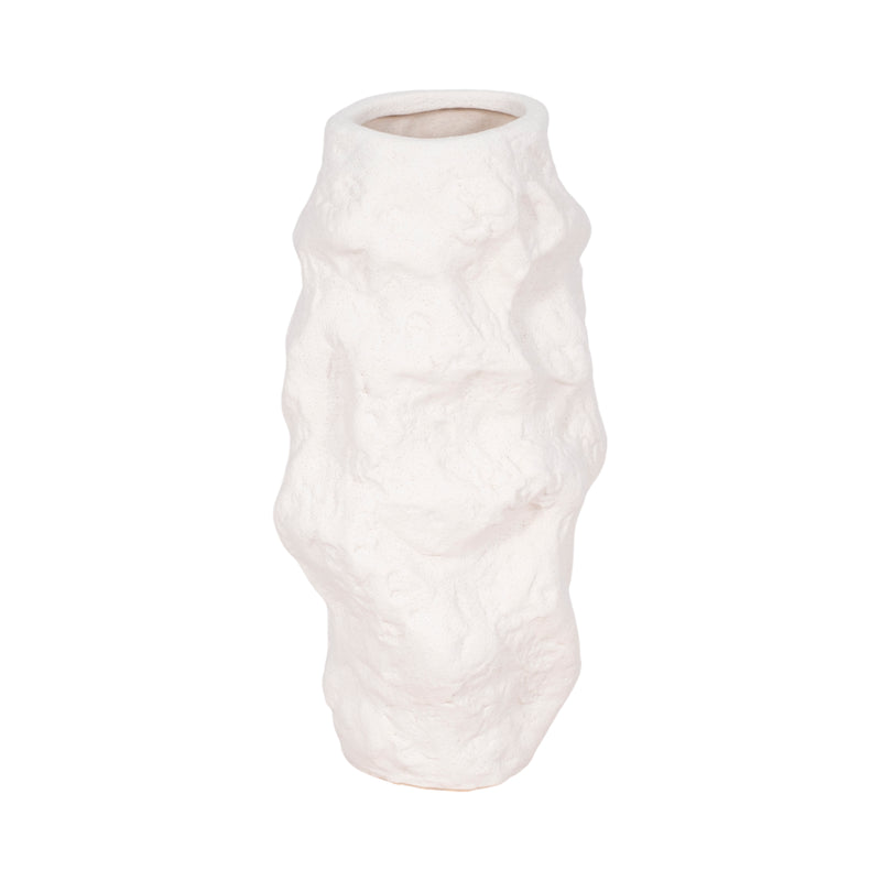 11 Jagged Textured Vase, White