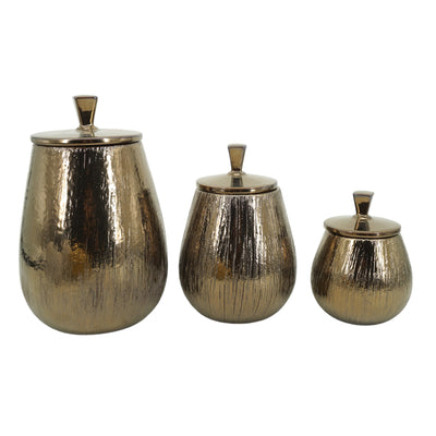 S/3 7/9/11 Tiziano Ceramic Bronze Jars