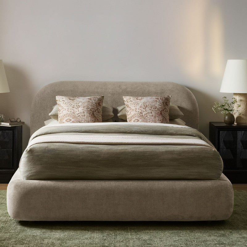 Modern Brown Chenille Bed by Alhome