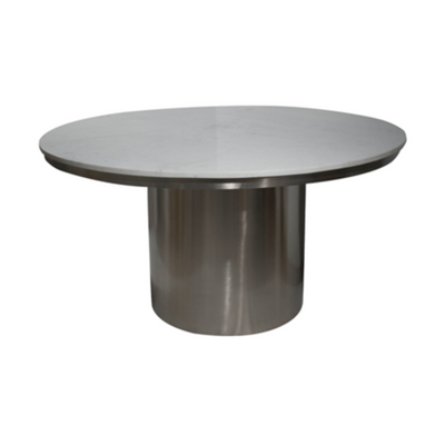 Moonstone Circular Silver Base Dining Table - 4 Person