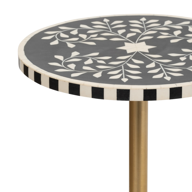 METAL, 24 HARLEQUIN STRIPE ACCENT TABLE, BLACK/WH