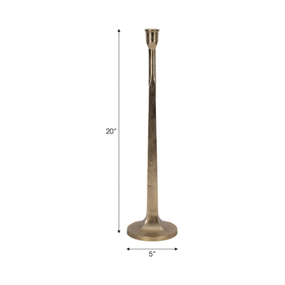 METAL, 20 SQUARED OFF TAPER CANDLEHOLDER, GOLD