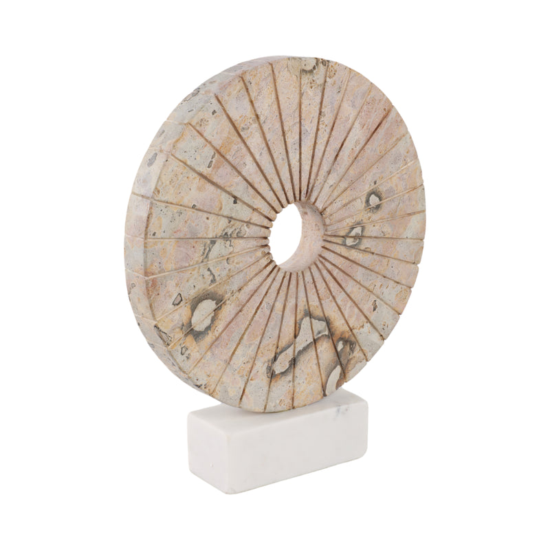 12 Pompano Beige Marble Disk Statuary