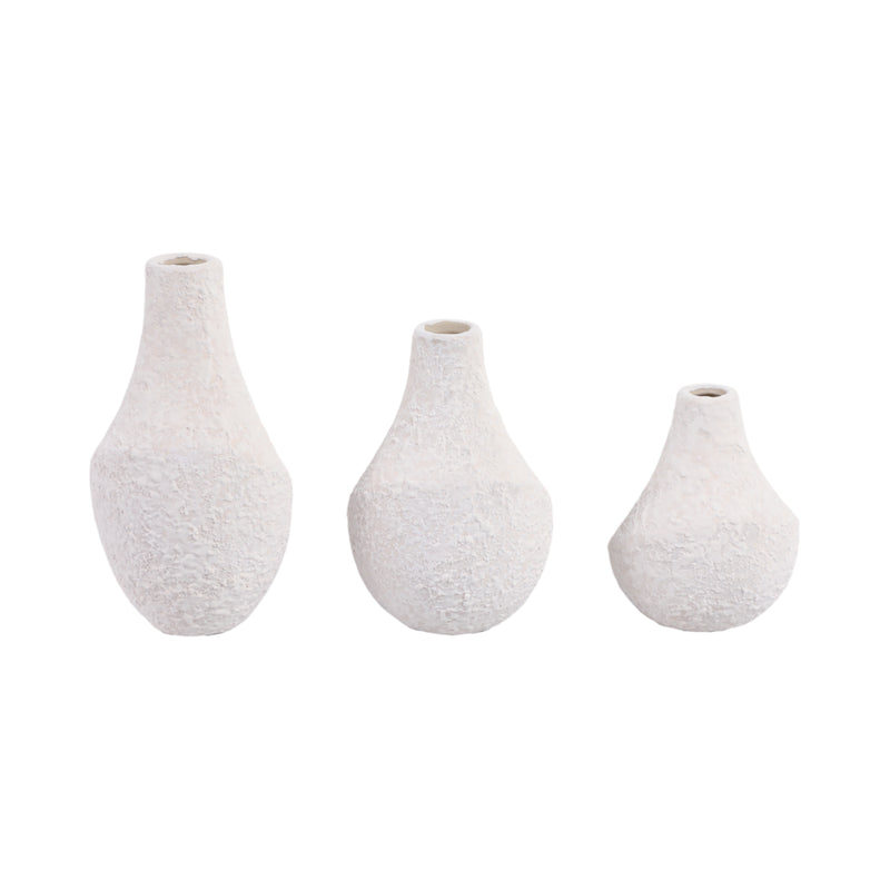 S/3 5/7/9 Klamath Cream Ceramic Vases