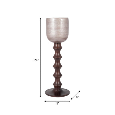 GLASS, 24 WOODEN BASE HURRICAN, BLUSH