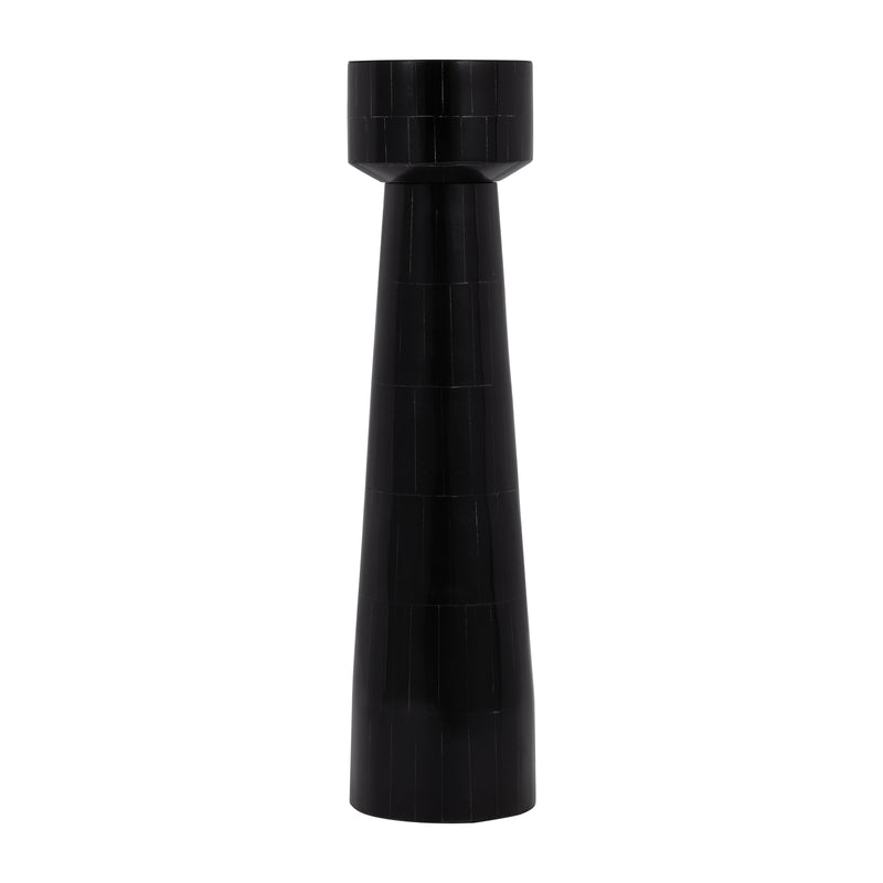 RESIN, 15 PILLAR CANDLEHOLDER, BLACK