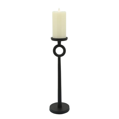 17H METAL CANDLE HOLDER, BLACK