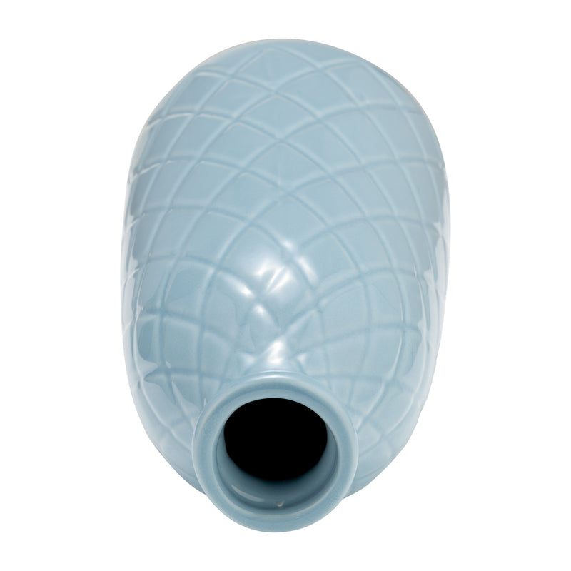 CER, 12 PLAID TEXTURED VASE, CAMEO BLUE