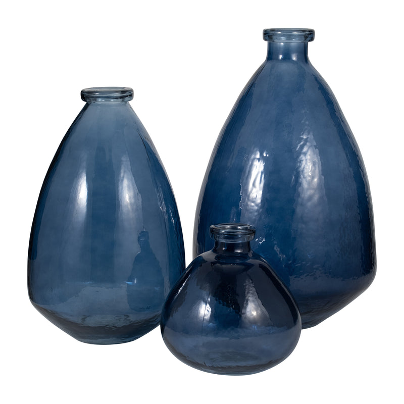 GLASS, 15 BALLOON VASE, BLUE