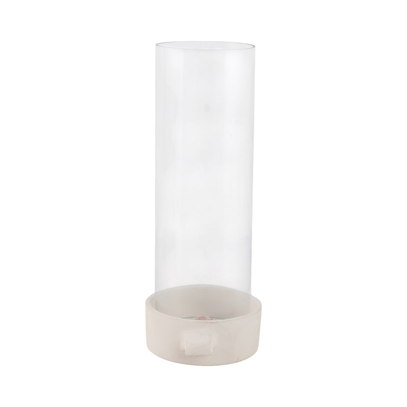 13x7 Terracotta Hurricane Taper Holder, White