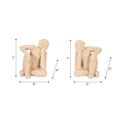 S/2 7 Thinking Man Bookends, Tan