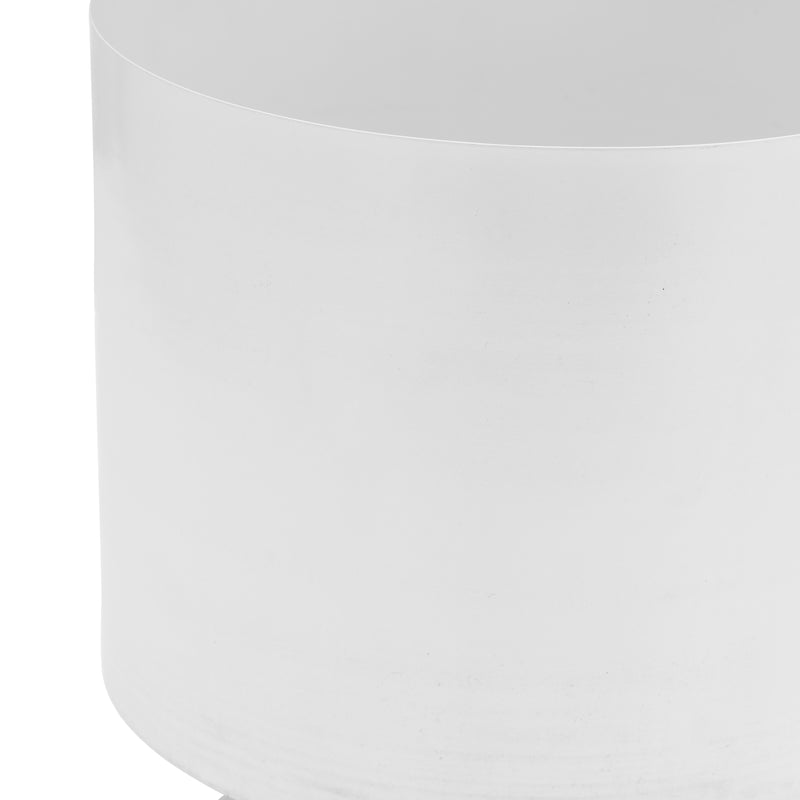 Ec Metal,10,flat Round Base Planter,white