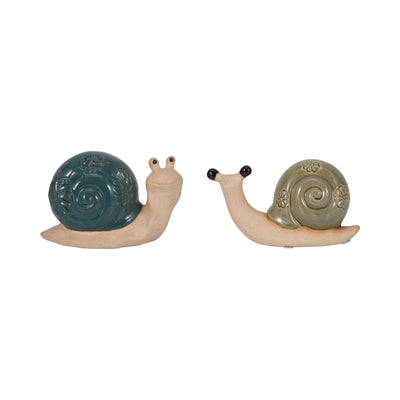 S/2 7 Garden Snails, Blue/green