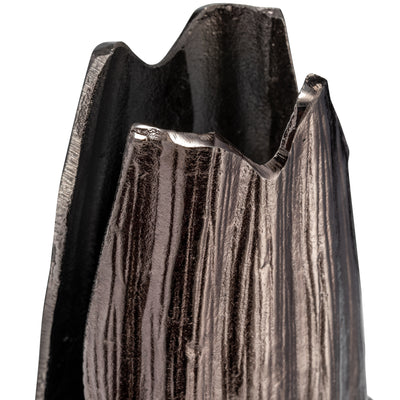 METAL, 24H, ABSTRACT RIDGED VASE,BLK NICKEL