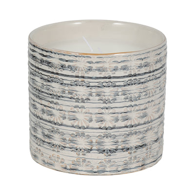 7 25oz Flower Citro Candle, White/grey