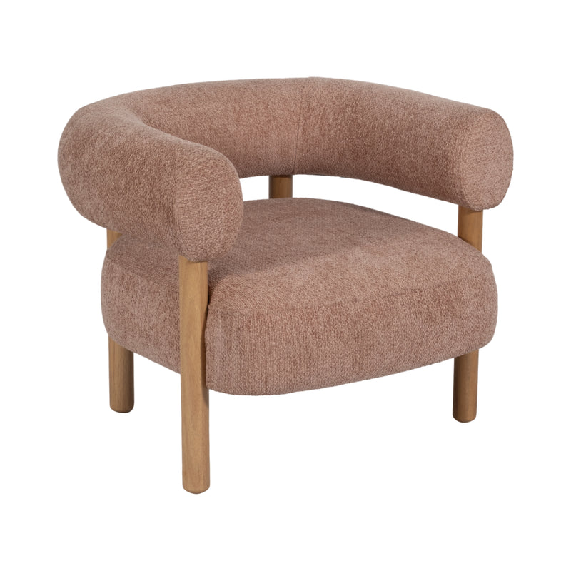 Roundback Accent Chair W/ Wood Legs, Pink