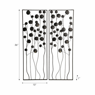 S/2 36 Dainty Flowers Metal Wall D?cor, Black/gol