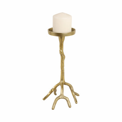 12 Roots Pillar & Taper Candle Holder, Gold