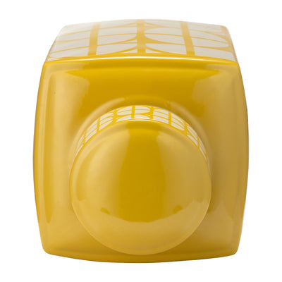 CER, 16H SQUARE JAR W/ LID, YELLOW/COTTON