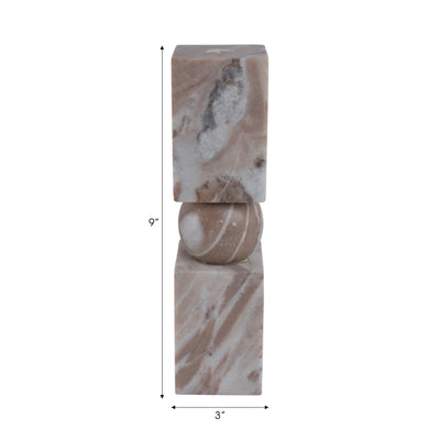 12x3 Chunky Marble Taper Holder, Tan Multi