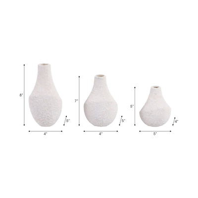 S/3 5/7/9 Klamath Cream Ceramic Vases