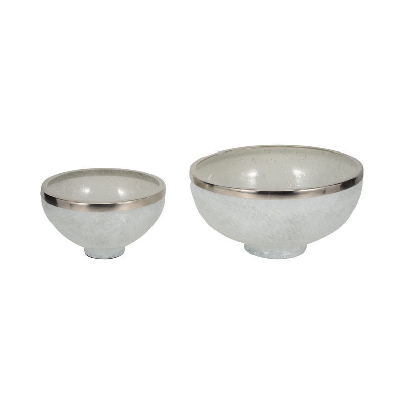 GLASS,10,BOWL W/RING DECO,WHITE