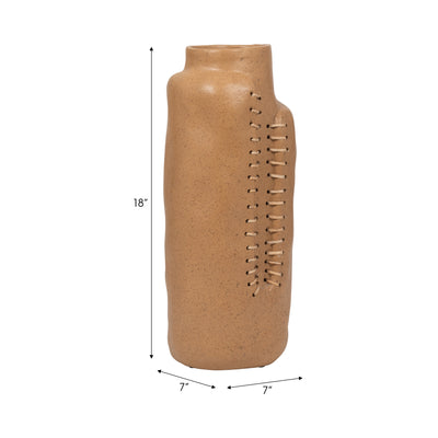 Ecomix, 18 Stitched Up Vase, Terracotta