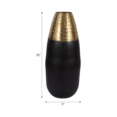 Metal, 20 2-tone Floor Vase, Black/gold