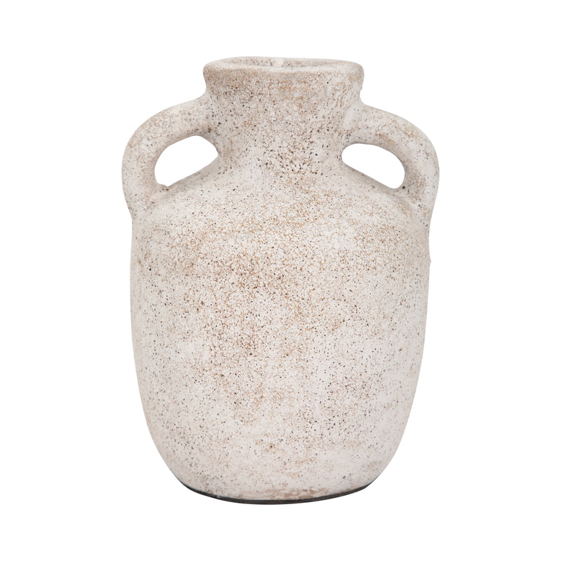 Terracotta, 7 Double Handle Vase, Ivory