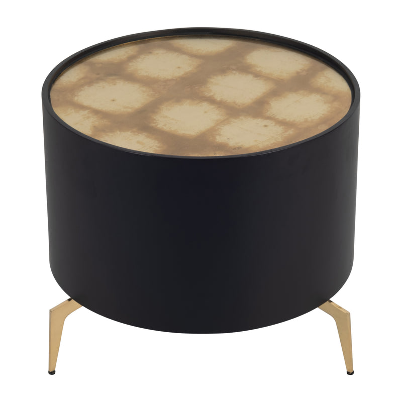 WOOD,24 GOLD LEAF TOP SIDE TABLE, BLK/GLD