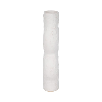 Cer, 13 Textured Stacked Circles Vase, White