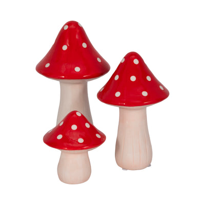 8 White Dot Fairy Mushroom, Red/white