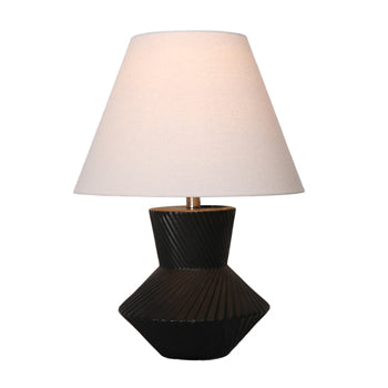 23 Ribbed Totem Table Lamp, Black/white