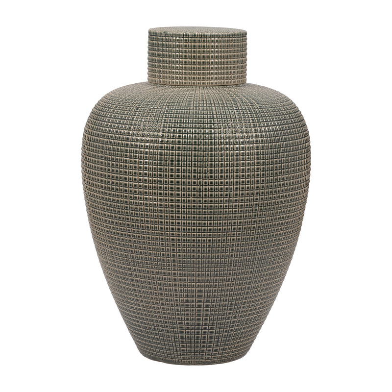 DEMPSEY LARGE GREEN LIDDED JAR