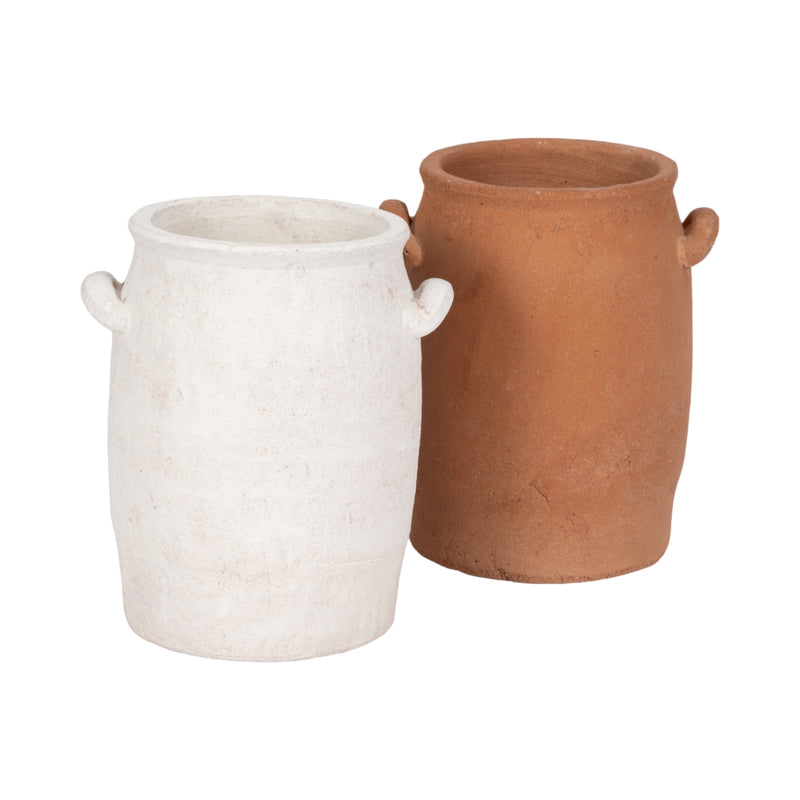 8 Traditional Handle Vase, Terracotta