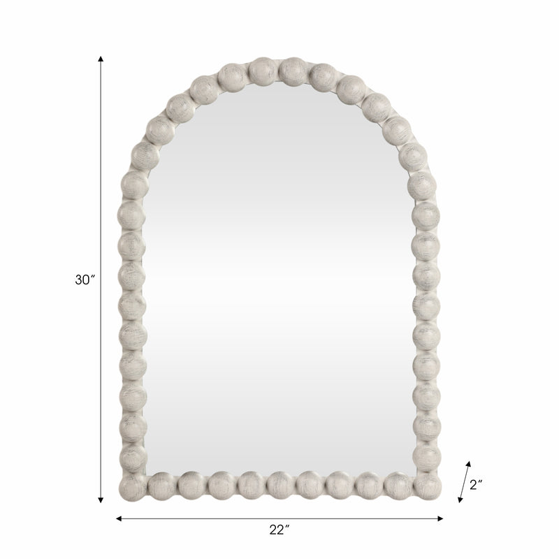 22x30 Large Knobby Arch Mirror, White