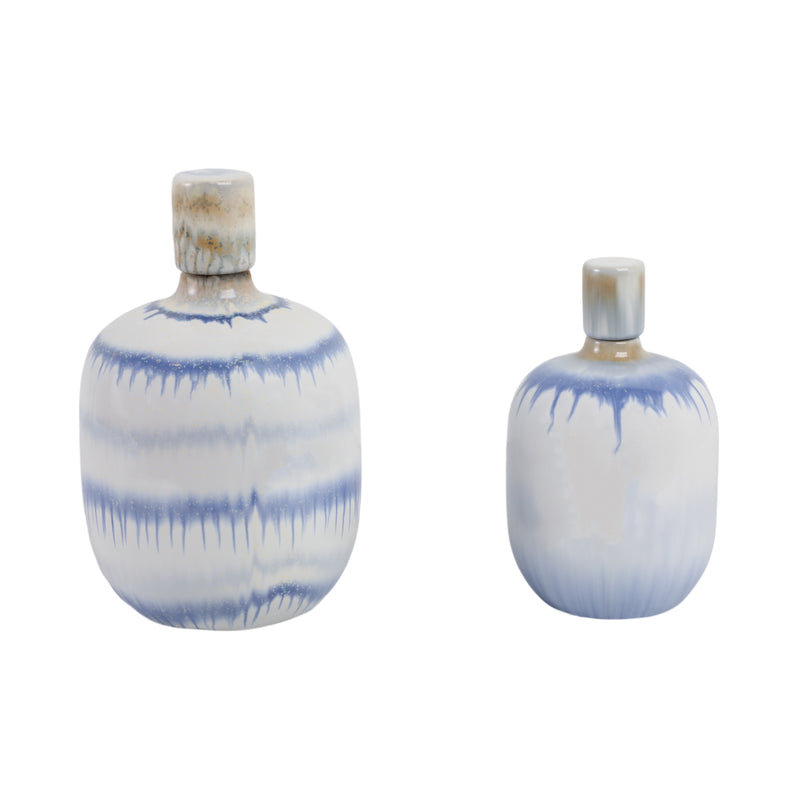 S/2 10/12 Medford Blue Ceramic Jars