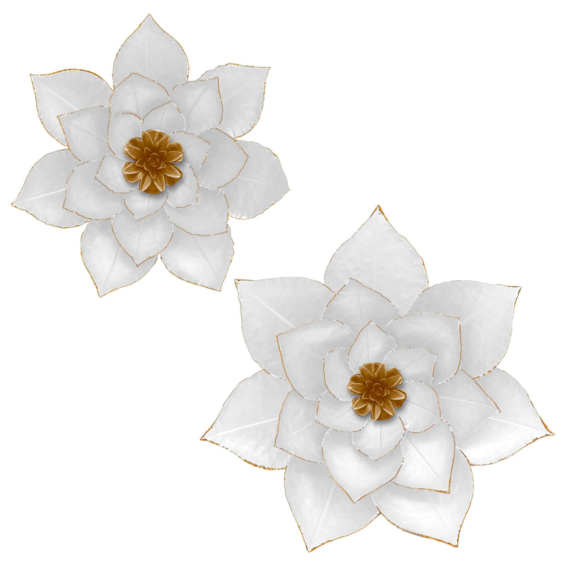 METAL 19 LOTUS WALL DECO, WHITE/GOLD