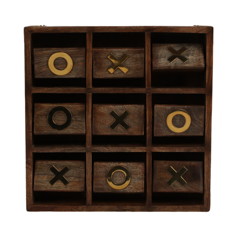 WOOD, 10X10 REVOLVING TIC TAC TOE, BROWN