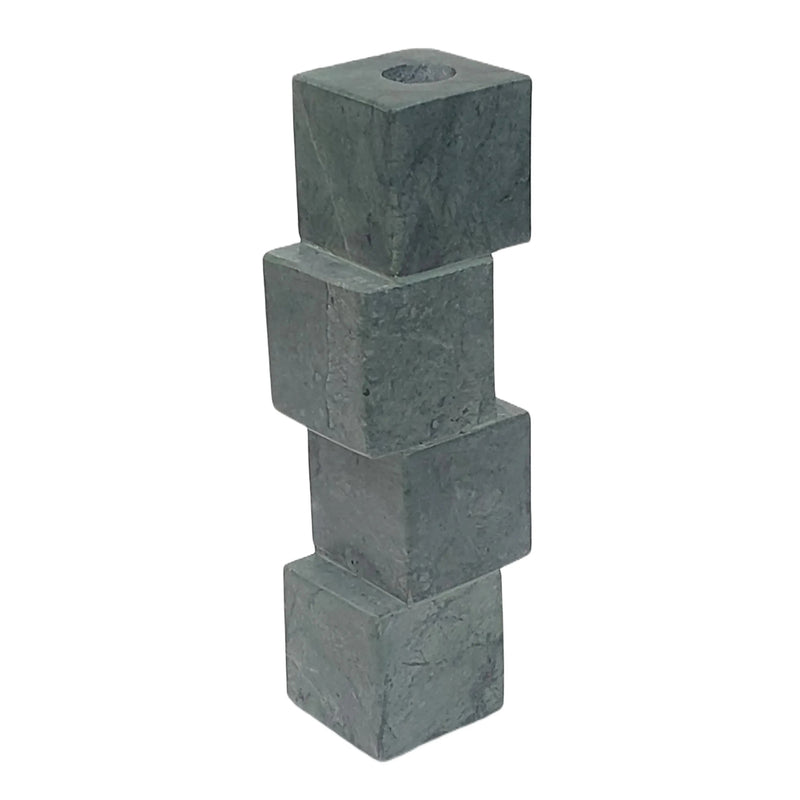 8x3 Stacked Cube Marble Taper Holder, Green