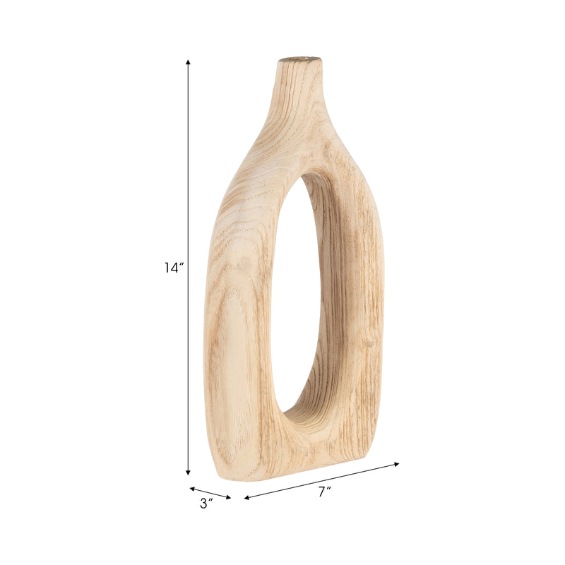 WOOD, 14H CUT-OUT VASE, NATURAL