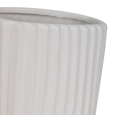 12 Curved Ribbed Vase, White